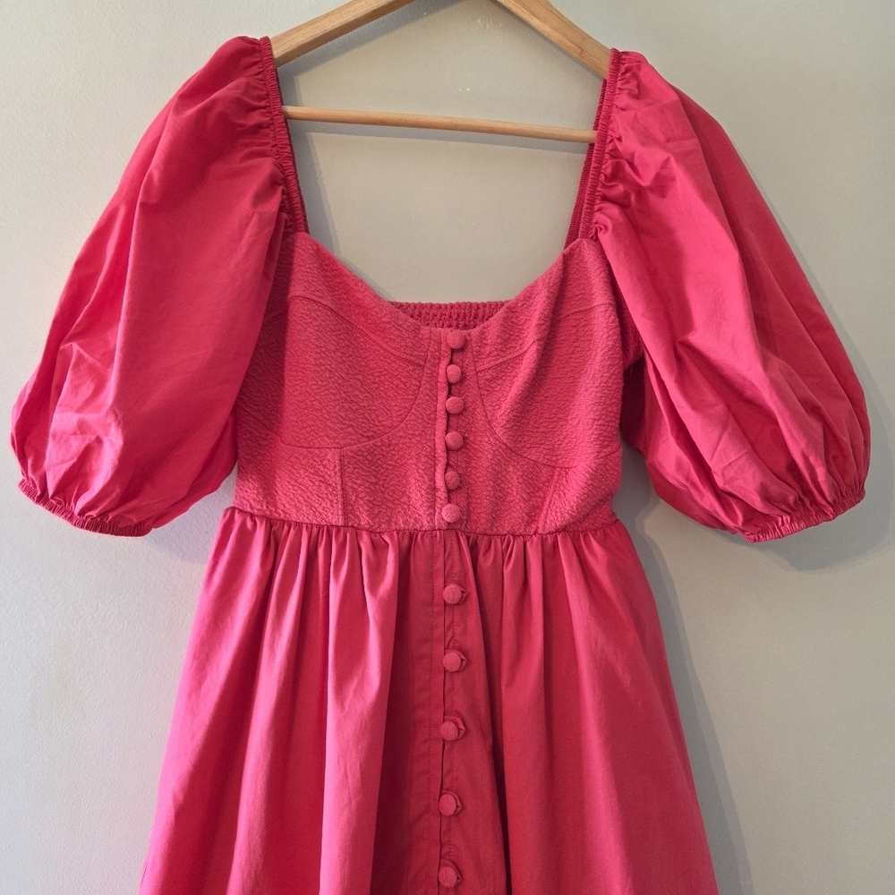 Anthropologie Maeve Women's Puff Sleeve Sweetheart Feminine Mini Dress Red Sz S - Picture 8 of 16